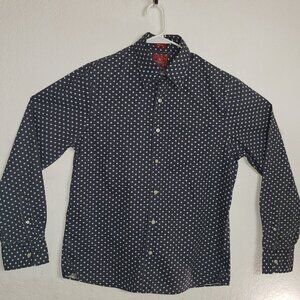 Lucky Brand Dungarees Mens Shirt LARGE Long Sleeve Button Up Stars Blue White
